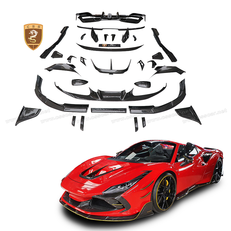 Карбоновый обвес Ferrari F8 в стиле MSY: передний спойлер, канарды, пороги, диффузор, заднее антикрыло