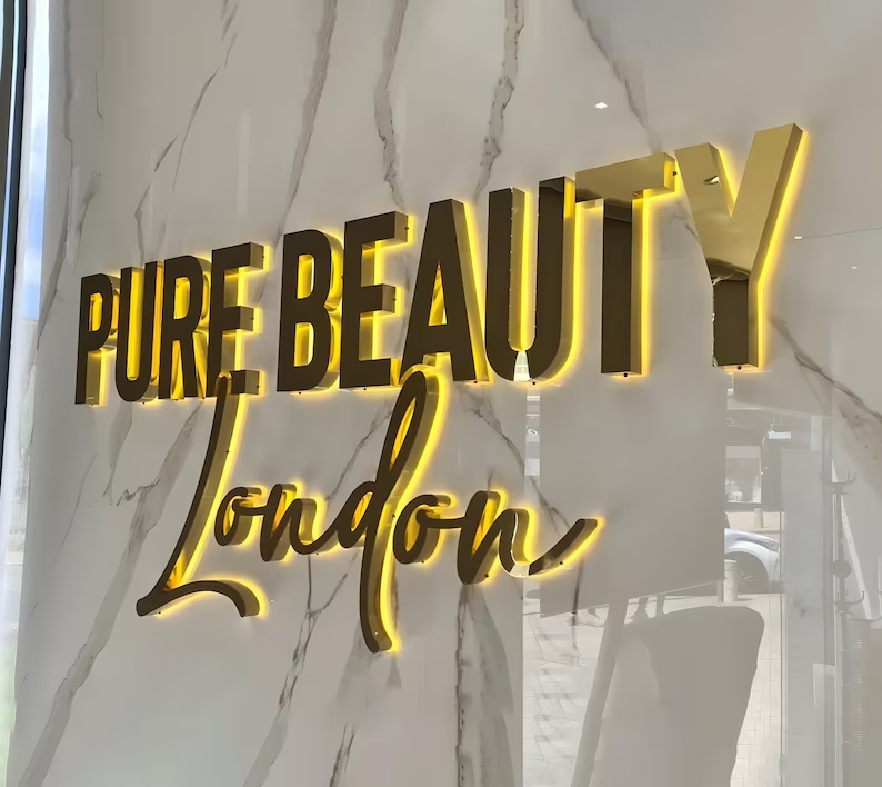 Store Metal LED Illuminated Letter Board Sign Outdoor Advertising Sign Logo Wall Beauty Salon LED Sign for Business