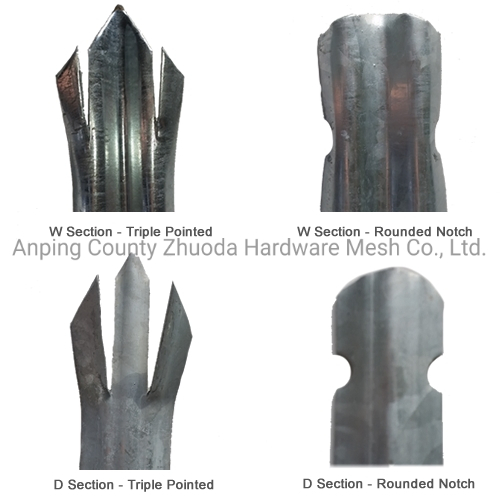 Amazon Ebay Triple Pointed W or D Pile Hot Dipped Galvanized Steel Security Metal Palisade Fence
