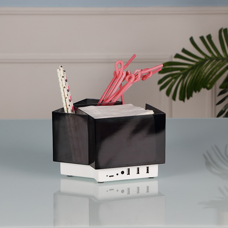 Bacardi Acrylic USB Charging Rechargeable Plastic Napkin Straw Tissue Stirrer Holder Bar Caddy for Caperdonich Duc De Loussac