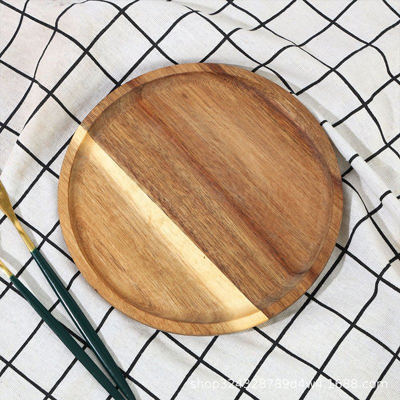 Wood Dinner Plates for Serving Charcuterie Boards Food Dishes Cheese Tray Dessert Salad Plate Chopping Blocks