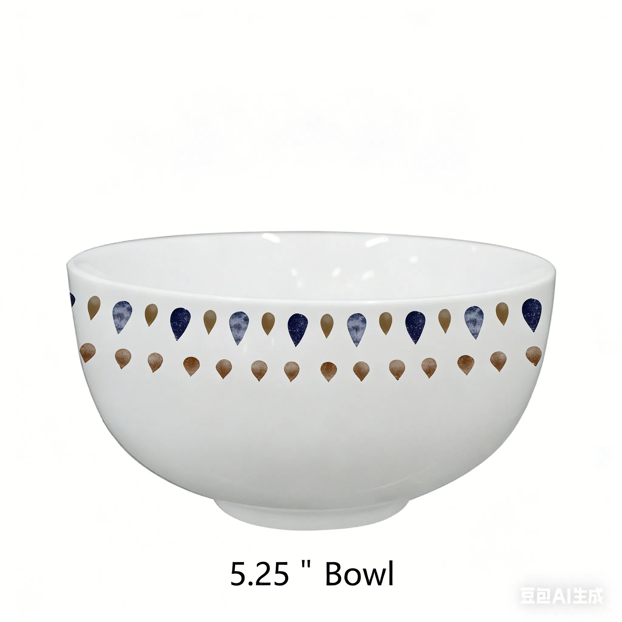 Middle Eastern Style Gold & Blue Drop Ceramic Bowl & Plate Set