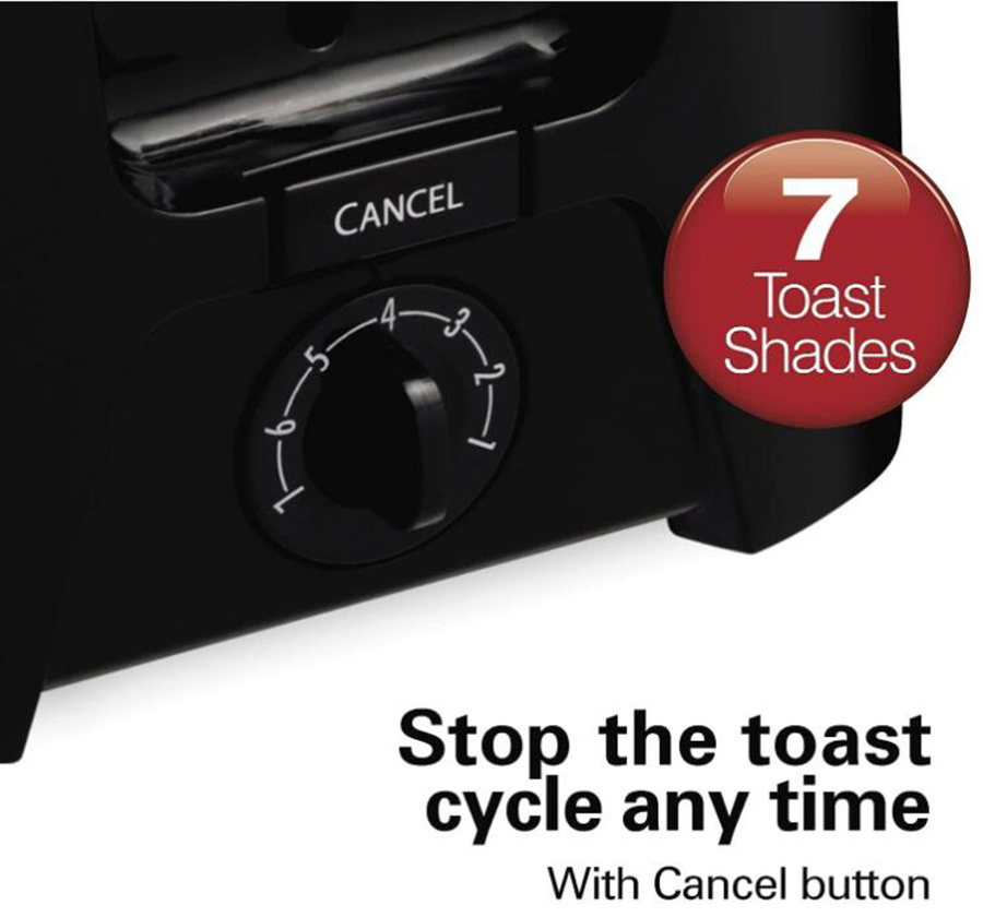 2 Slice Bread Machine Toaster with Extra Wide Slots Shade Selector Auto-Shutoff