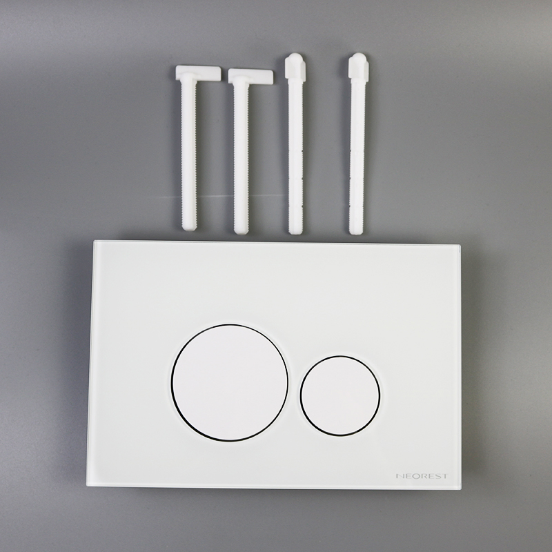 ABS concealed tank toilet button white glass Smart bathroom concealed plastic wall flush button panel