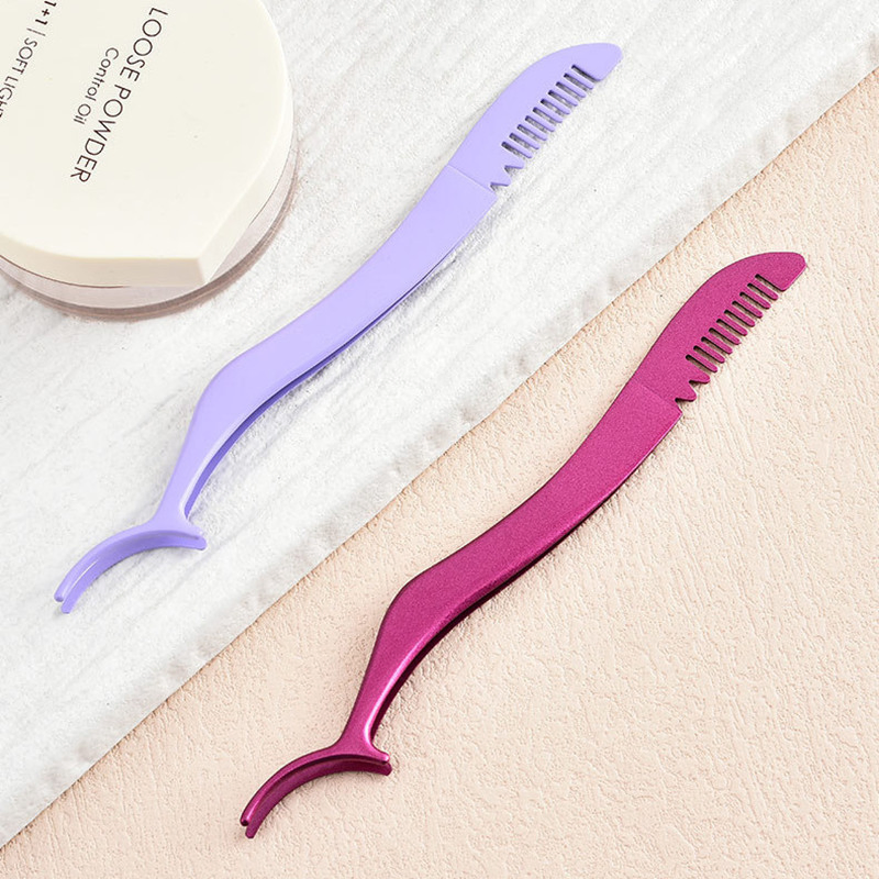 Pterosaur Durable Stainless Steel Curved Lash Eyelash Extension Application Tweezer with Comb