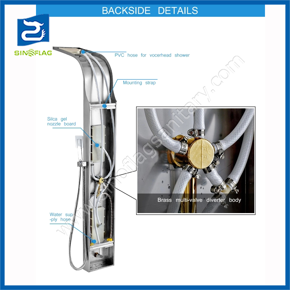 Waterfall Shower Column Thermostatic Shower Panel with Five Functions