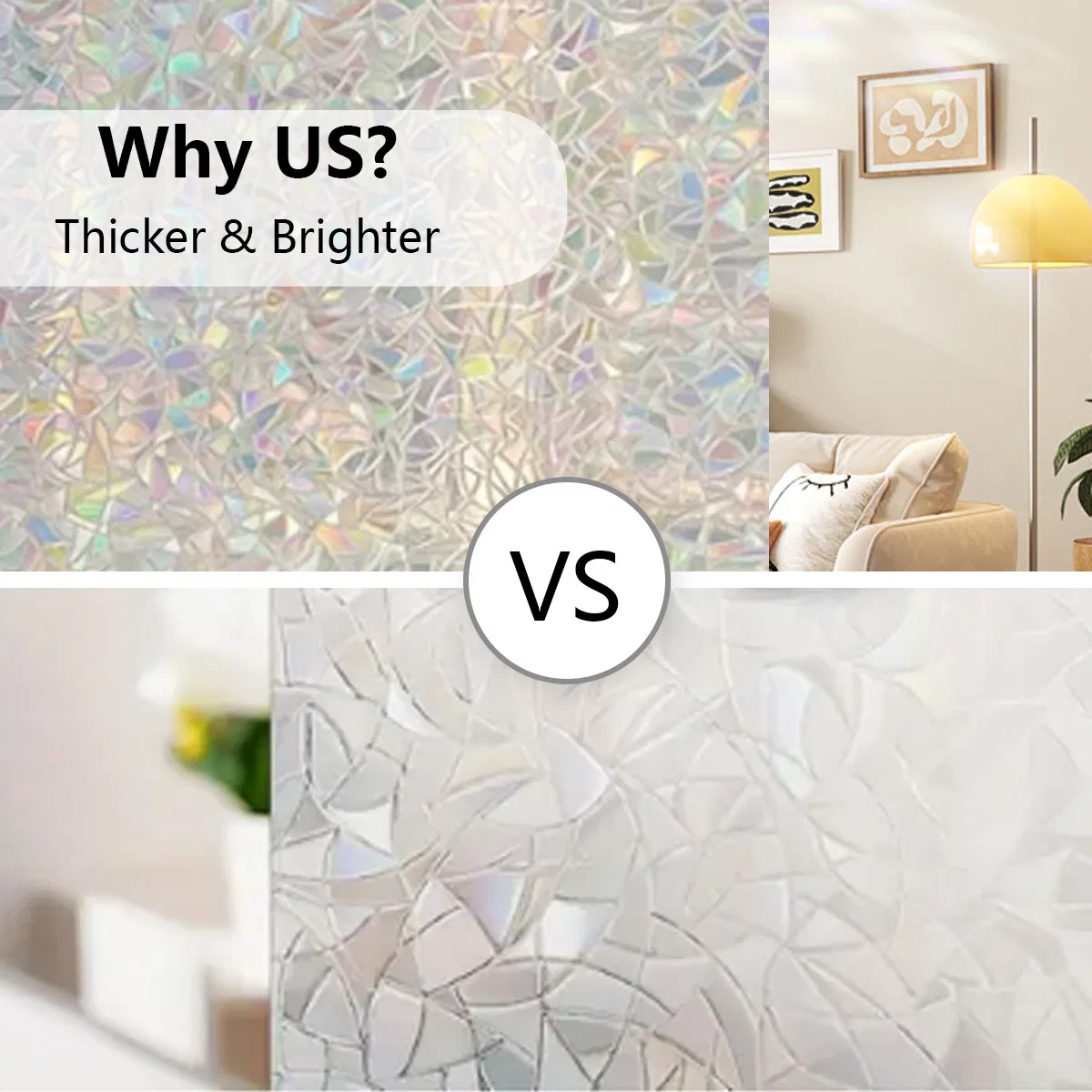 3D Static Cling Holographic Window Film Privacy Window Film