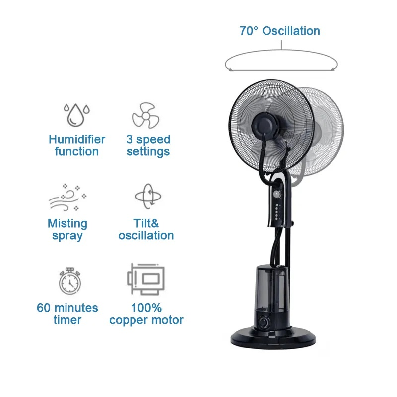 16 Inch Industrial Air Cooling Mist Fan Water Spray Stand Fan