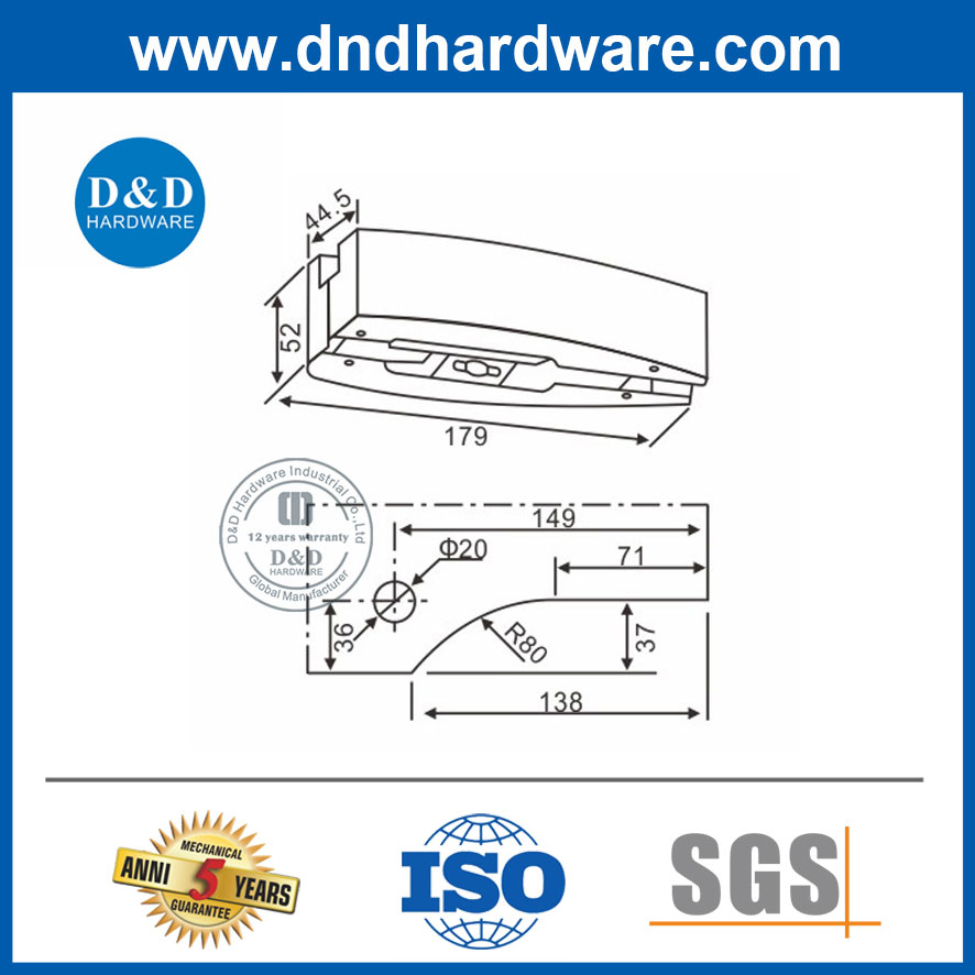 Door Hardware Glass Door Accessories Bottom Patch Fitting in Stainless Steel