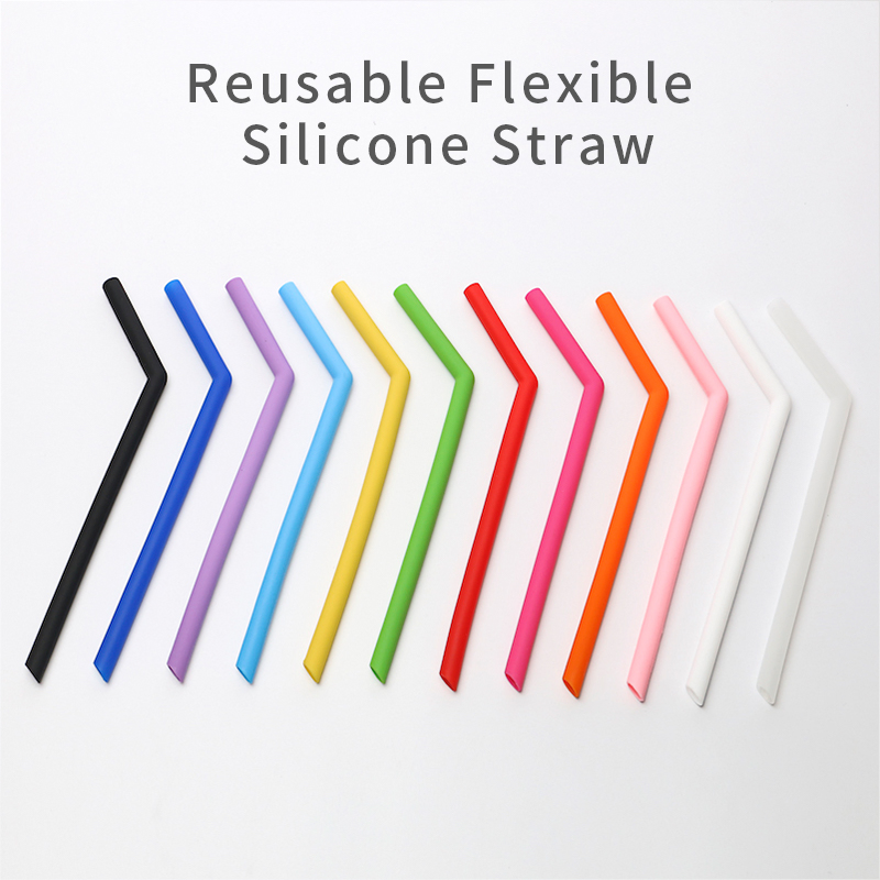 Reusable BPA Free Soft Bent Silicone Straws