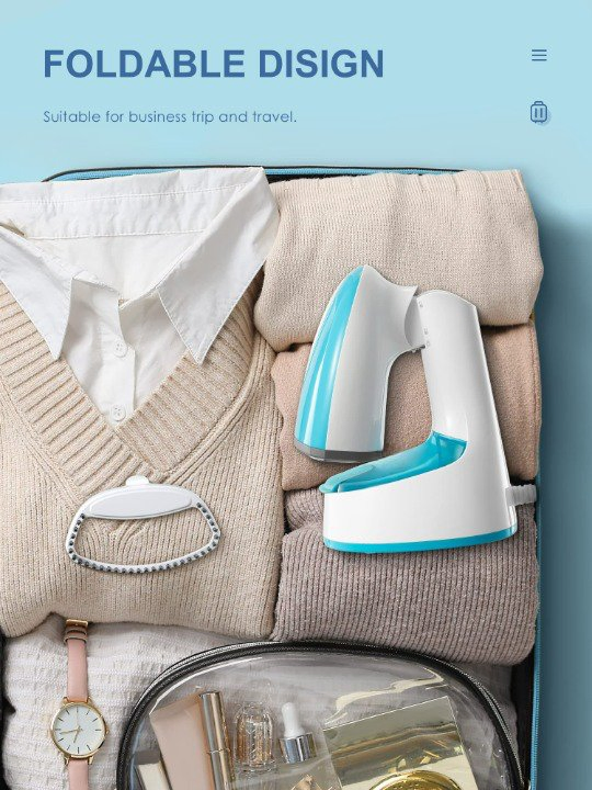 Factory Outlet Folding Handheld Design Garment Wrinkles Remover 20g/Min Penetrating Steam Iron