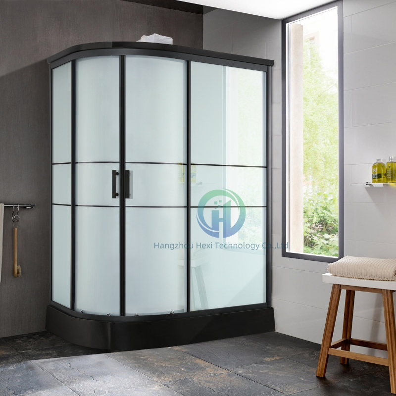 Modern Stylish Arc Black Frame Prefab Bathroom with Toilet for Shower