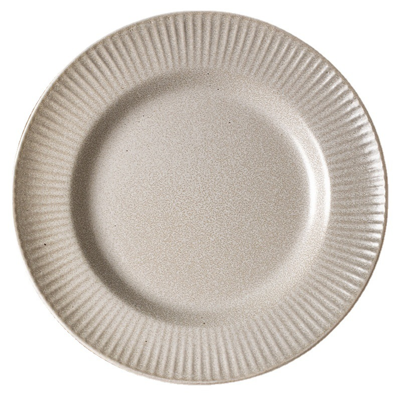 Ceramic Plate Round Dinner Plate Porcelain Household Steak Plate Kitchen Ware