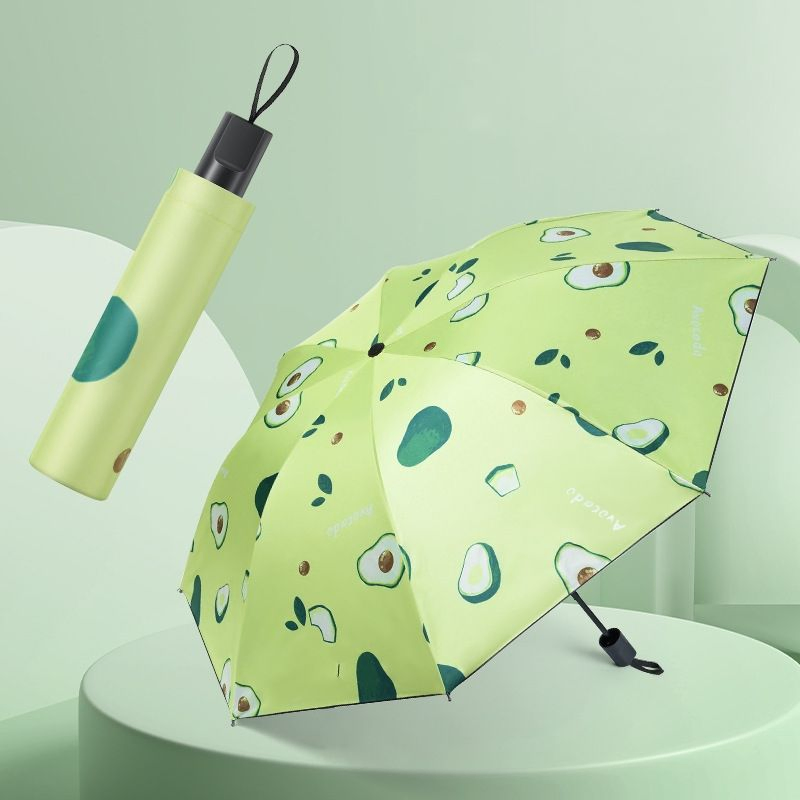 Складная зонт-трость с фруктовым принтом, ветрозащитный