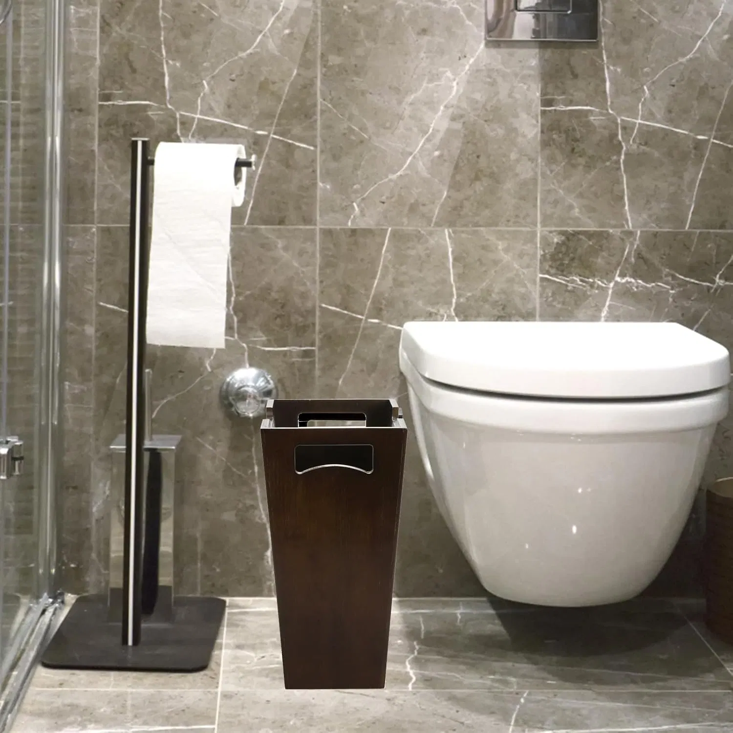 Бамбуковая урна для офиса и гостиной, коричневая