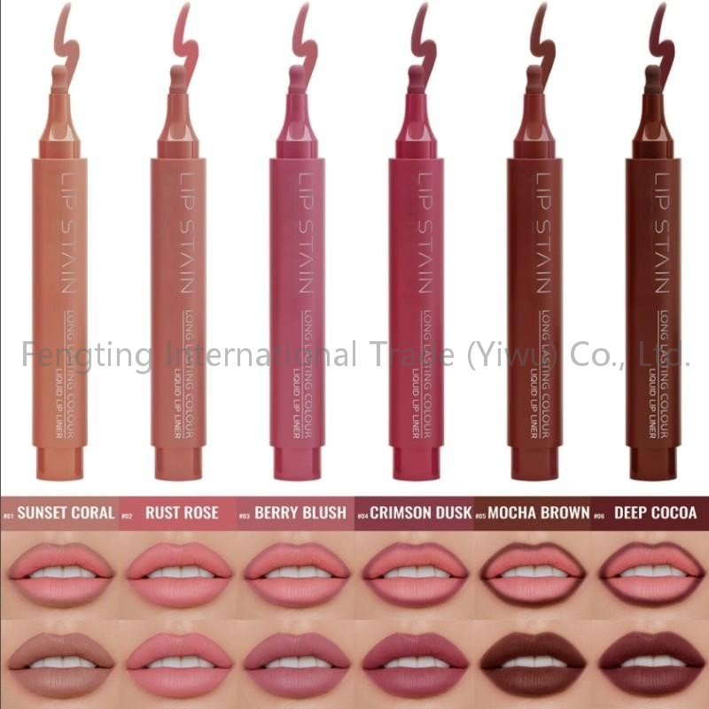 6 Color New Product OEM Customize Color Water Based Formula Last Waterproof Lifting Complexion Three-Color Lasting Lip Liner
