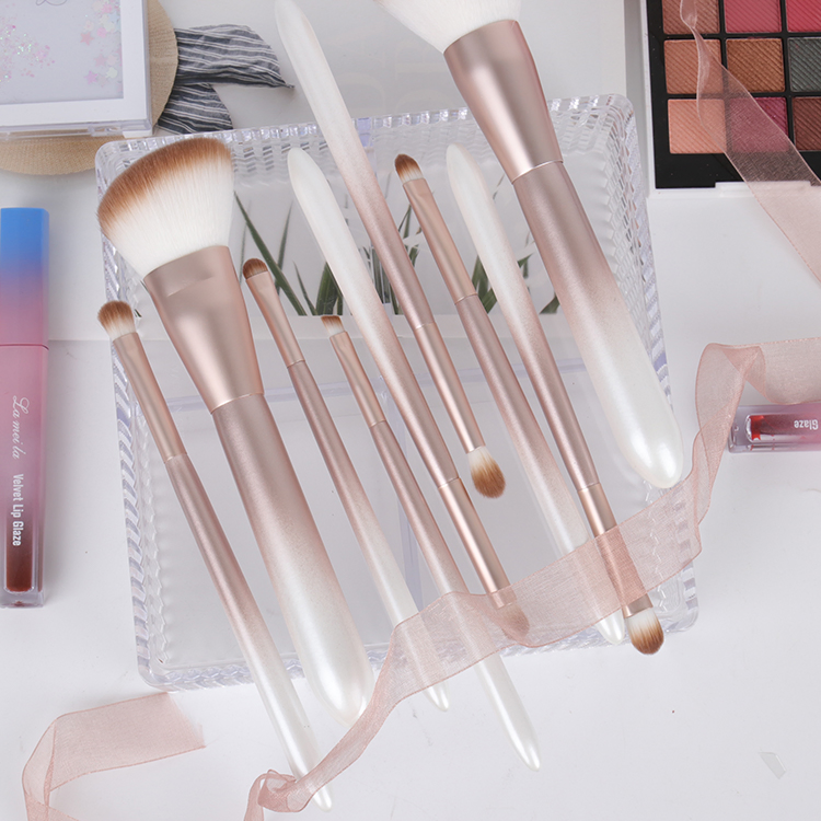 Light Pink Color Professional 9PCS Makeup Brushes Set Private Label Foundation Set