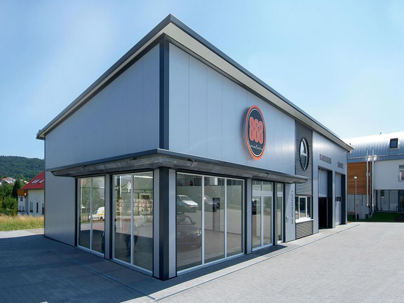 Light Factory Steel Structure Car Quick Repairing Commercial Showroom Shop