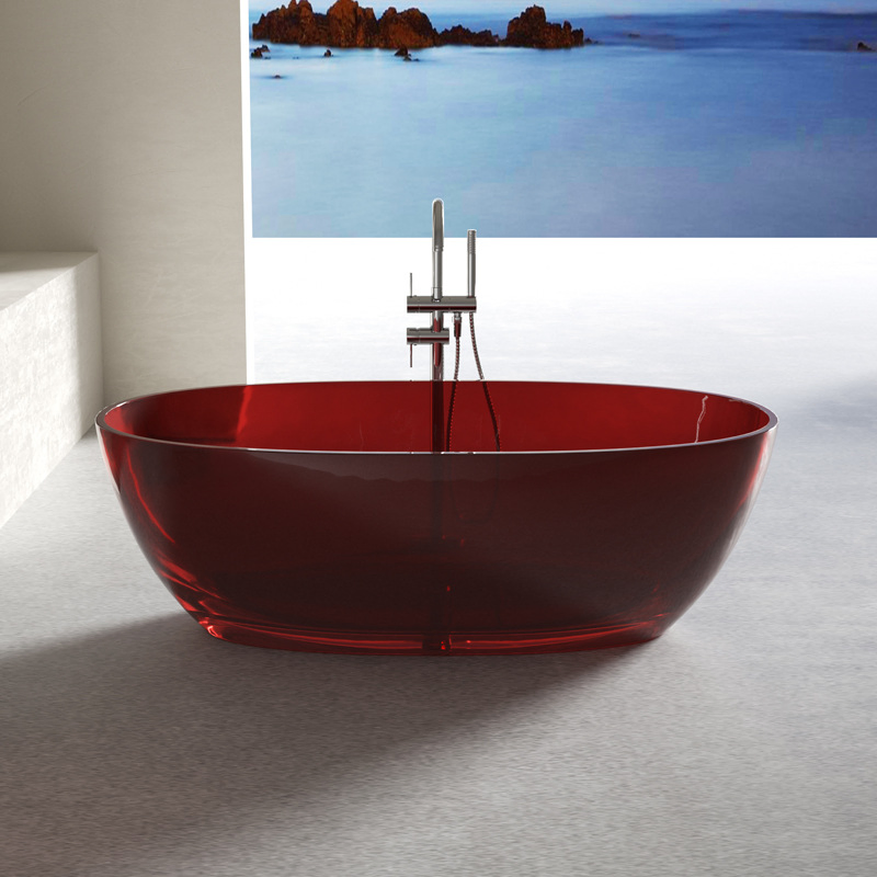 Bathroom Furniture Translucent Colorful Bath Tub Crystal Clear Bathing Tub for Adults Resin Bathtub
