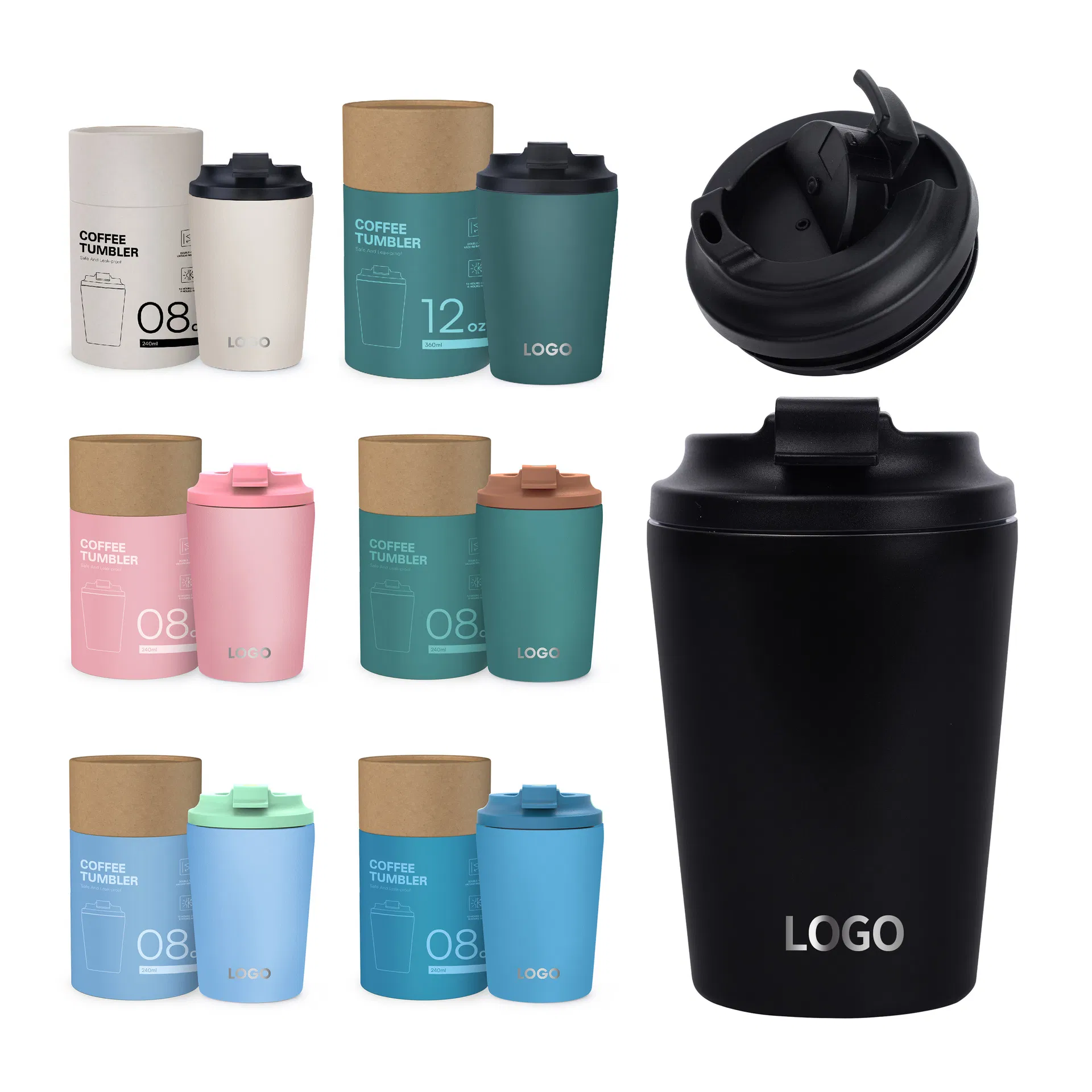 Multiple Colors 12oz Double Wall Stainless Steel Hot Cold Insulated Coffee Cup