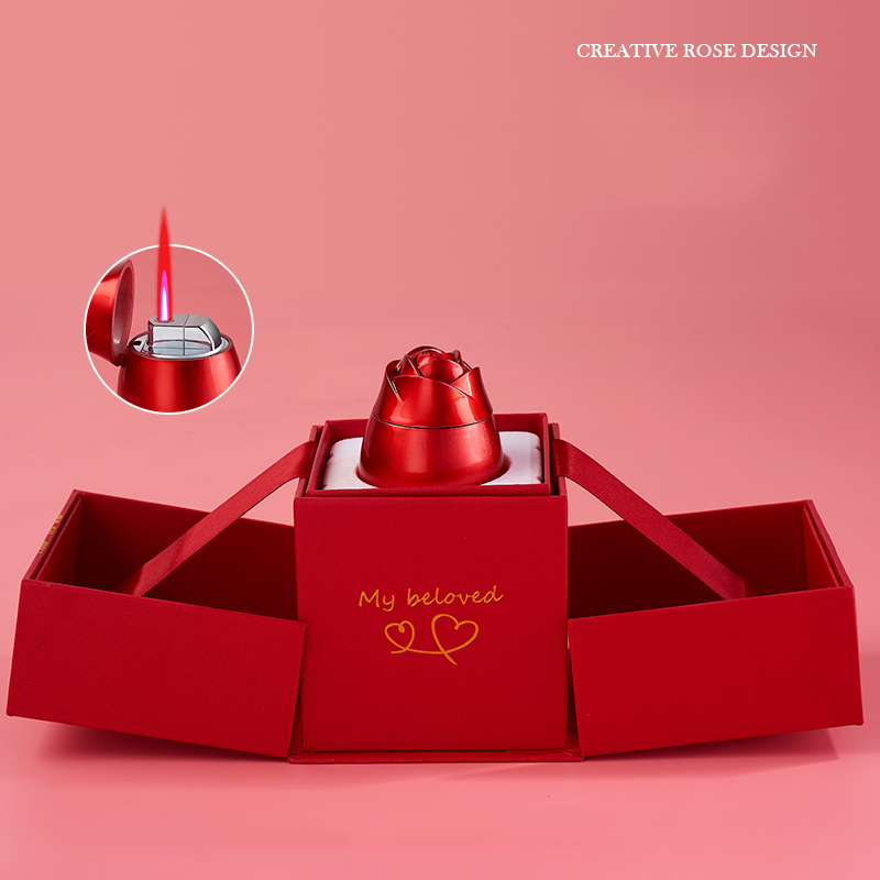 Creative Romantic Red Flame Rose Shaped Lighter Valentine's Day Gift