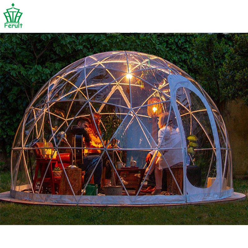 Clear PVC Steel Dome House Geodesic Restaurant Dining Room Coffee Shop Tents