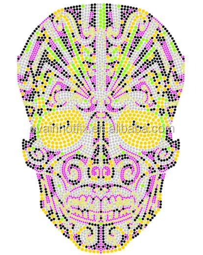 Стразы цветок и череп для футболок толстовок
