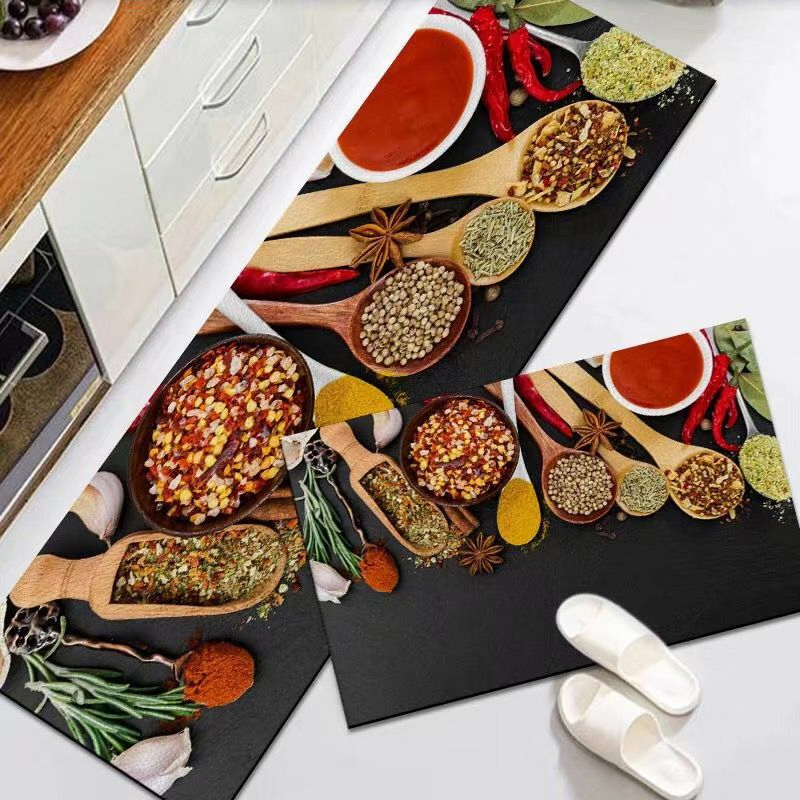Polyester Custom OEM Factory Wholesale Cheap Velvet Water Absorb Printed Kitchen Mats in Modern Style Kitchen Mat Kitchen Area Carpet