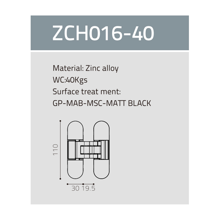 Door Hinge Set 40-100kg Aluminium Zinc Alloy Hinge