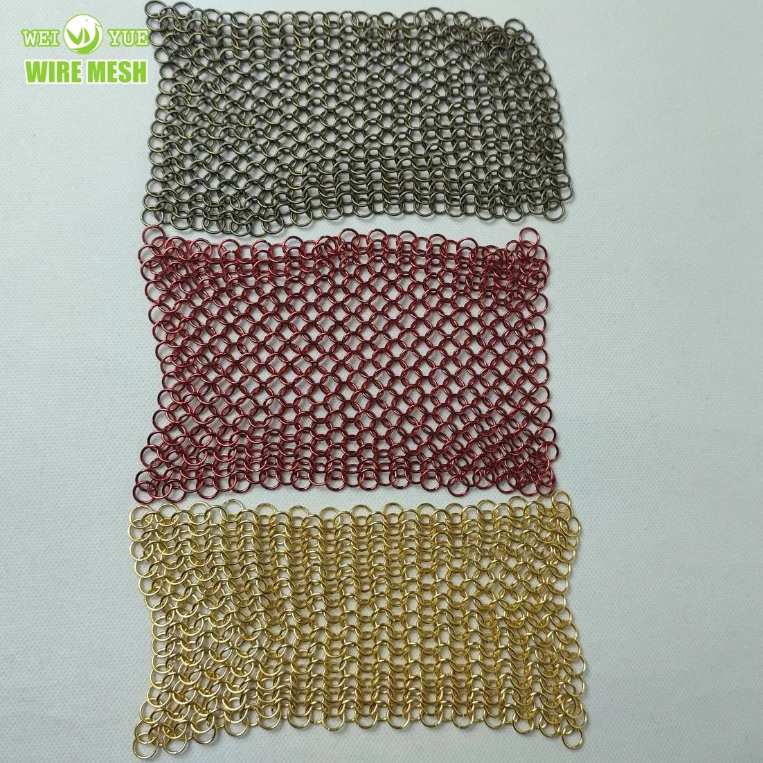 Gold Decorative Metal Coil Aluminium Alloy Wire Screen Mesh Ceiling Curtain Chain Link Strip Drapery for Interior Decoration