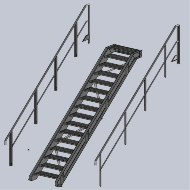 Industrial Safety Staircases with Handrails and Guardrails - Steel Structure Staircases