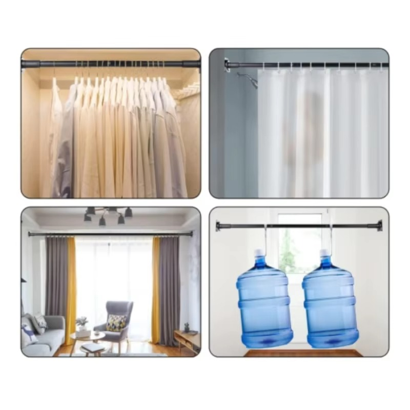 Promotional Existing Goods Anti-Slip Dual-Direction Stainless Steel Shower Curtain Poles
