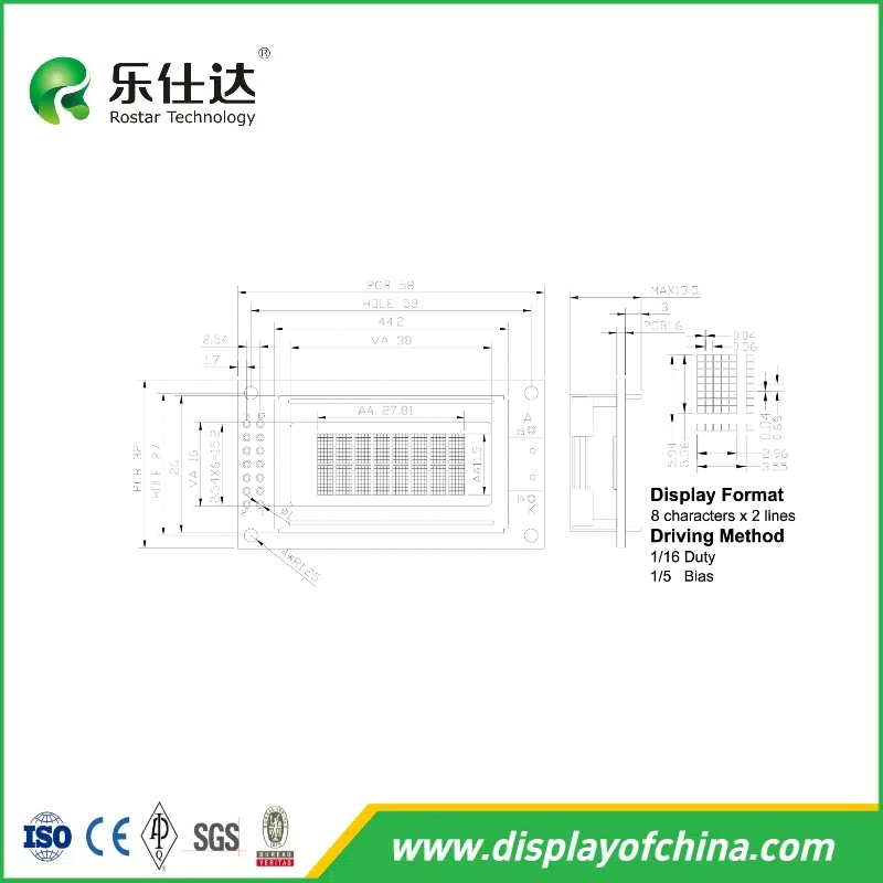LCD 0802 Small-Size LCD 8X2 Character Module LCM Module COB Screen Display