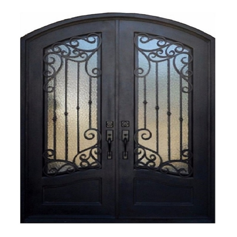 USA Eyebrow Home Wrought Iron Steel Metal Entry Double Door