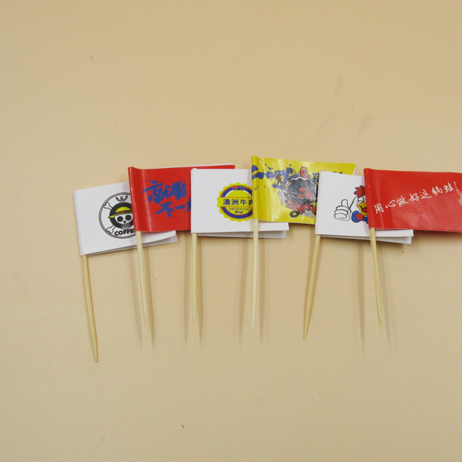 Custom Logo Printing Cocktail Toothpick Flag Biodegradable