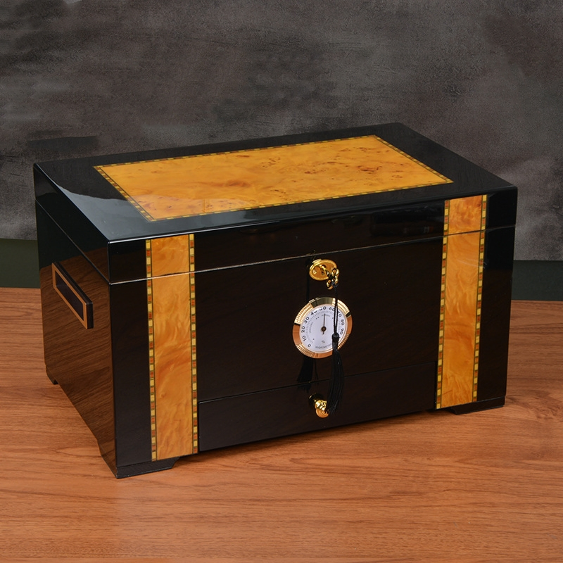 High-End Double Layers Large Capacity Wood Household Cigar Storage Humidor Cabinet Box