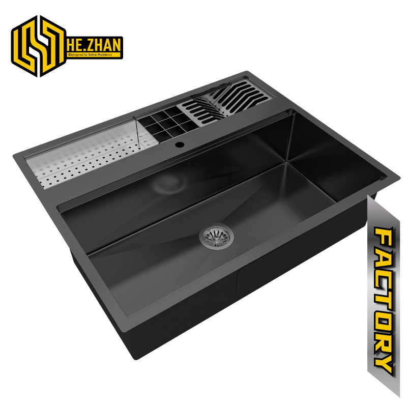 Multi-Functional Integrated Above-The-Counter Stainless Steel Handmade Lavatory and Practical Drainage Slot Sink