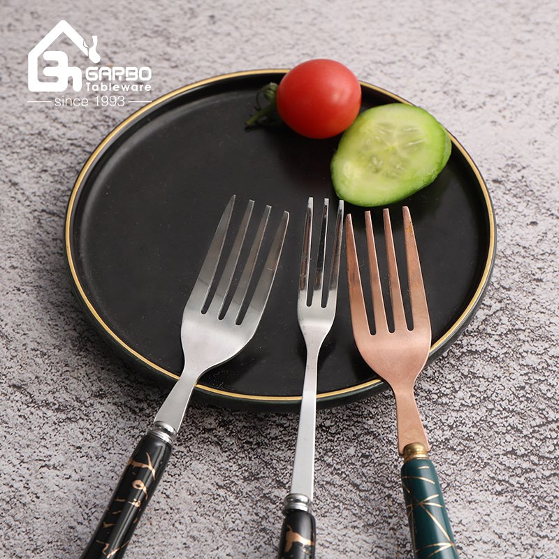 Marble Mirror Polish Stainless Steel Cutlery Matt Cake Fork Set High Quality Dinner cutlery Set