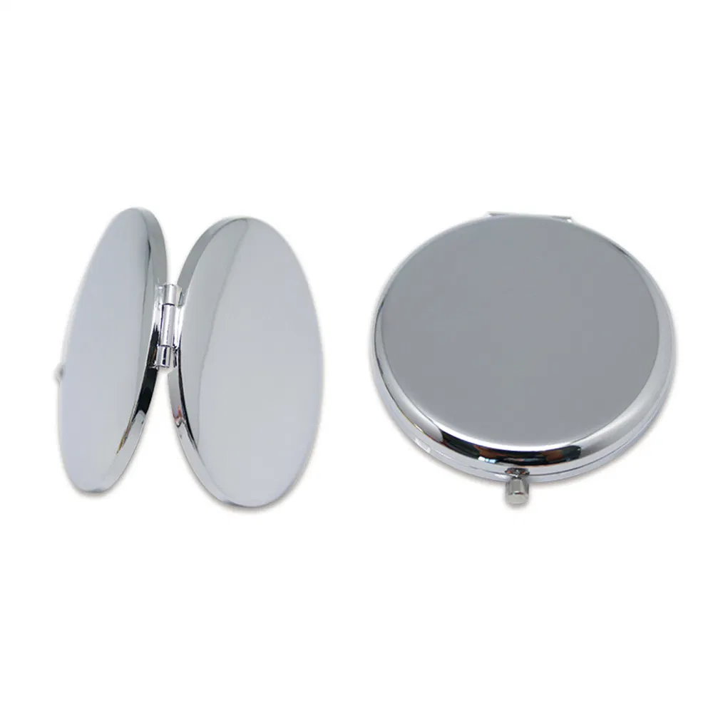 Factory Custom Logo Fashion Advertising Gifts Stainless Steel Metal Folding Drip Rubber Face Plate Makeup Mirror