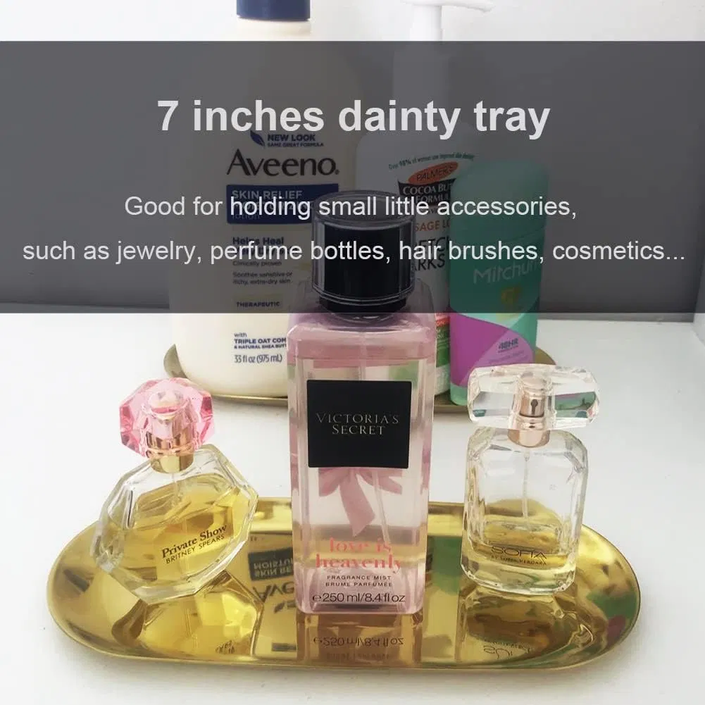 Stainless Steel Decorative Tray, Set of 2, 7 Inch Long, Storage Tray