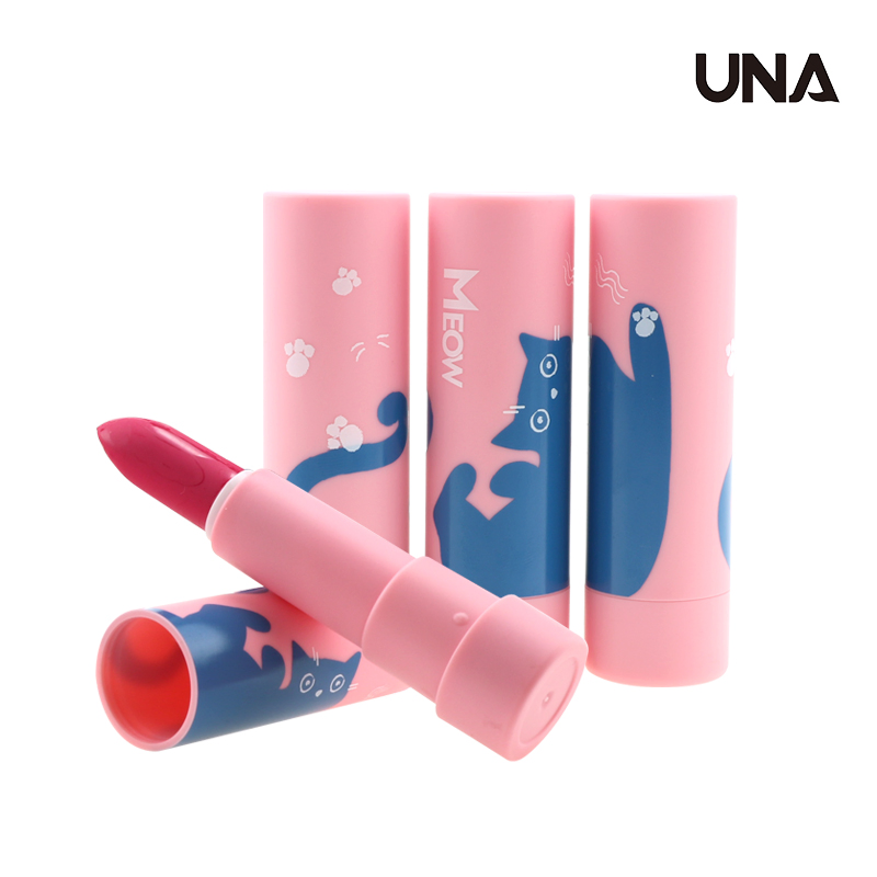 Wholesale Private Label Classic 6 Colors Cute Cat Pink Lip Case Vegan High Pigment Moisturizing Lipstick