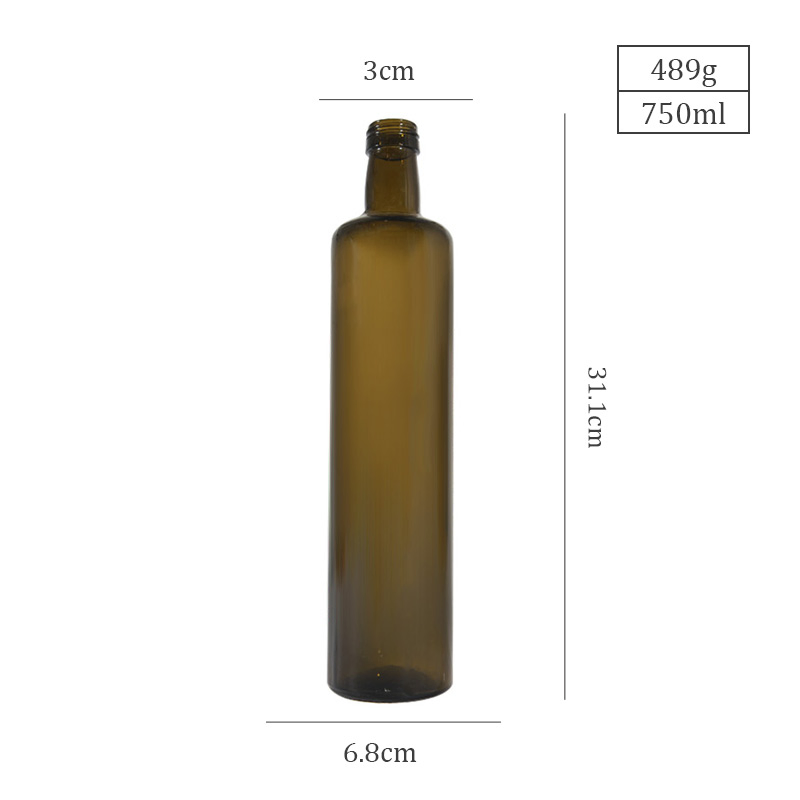 250ml 500ml 750ml Brown Olive Oil Bottle Empty Dorica Glass Bottle Container