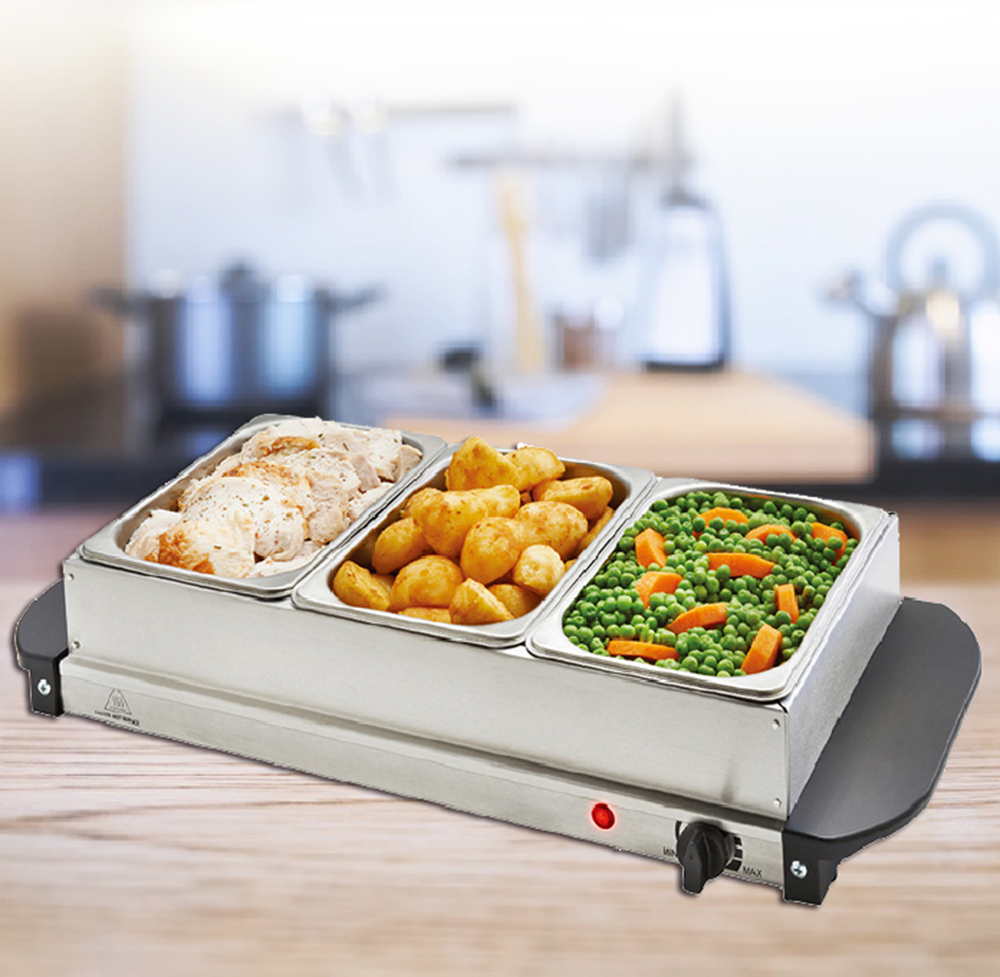 Fashion Portable Multi-Zone Temperature Control Picnic Hotel Stainless Buffet Food Warmer Plate