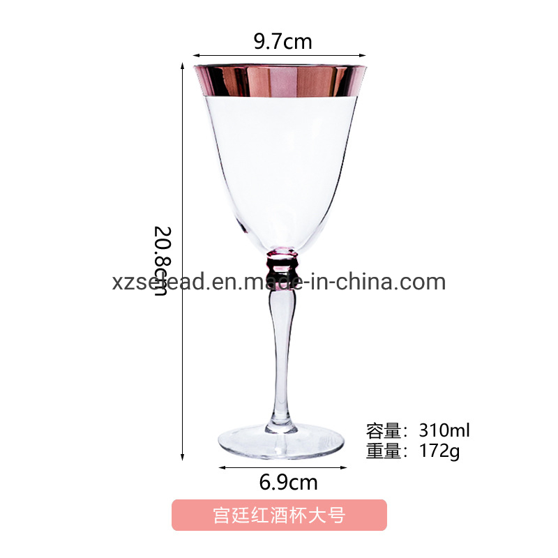 Wholesale Hot Selling Glassware Stemware Glass Cup Luxury Gold Rim Embossed Wine Glass Cups