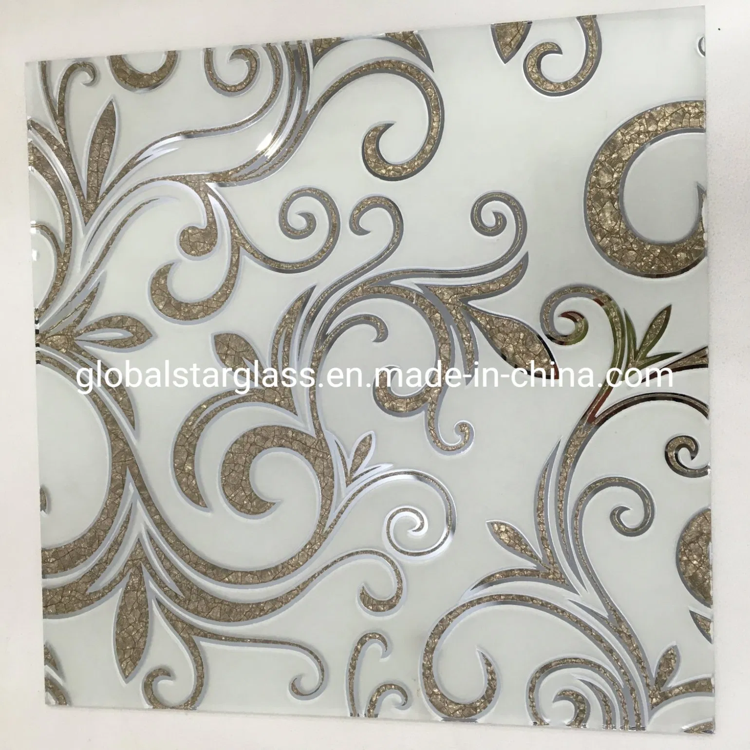 4mm 5mm, 6mm 24K Golden Reflective Art Glass/ Acid Etched Glass/ Frosted Glass/Design Glass/Decorative Glass/Decoration Glass/Construction Glass