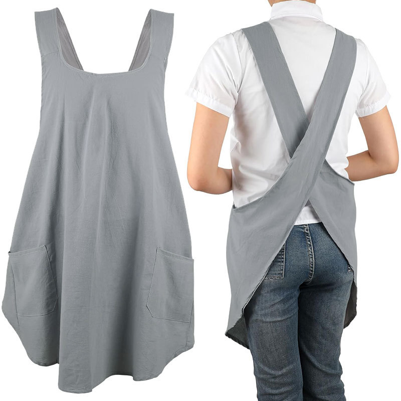 Japanese and Korean Style Painting Aprons, Women's Aprons, Cafe and Bookstore Work Aprons