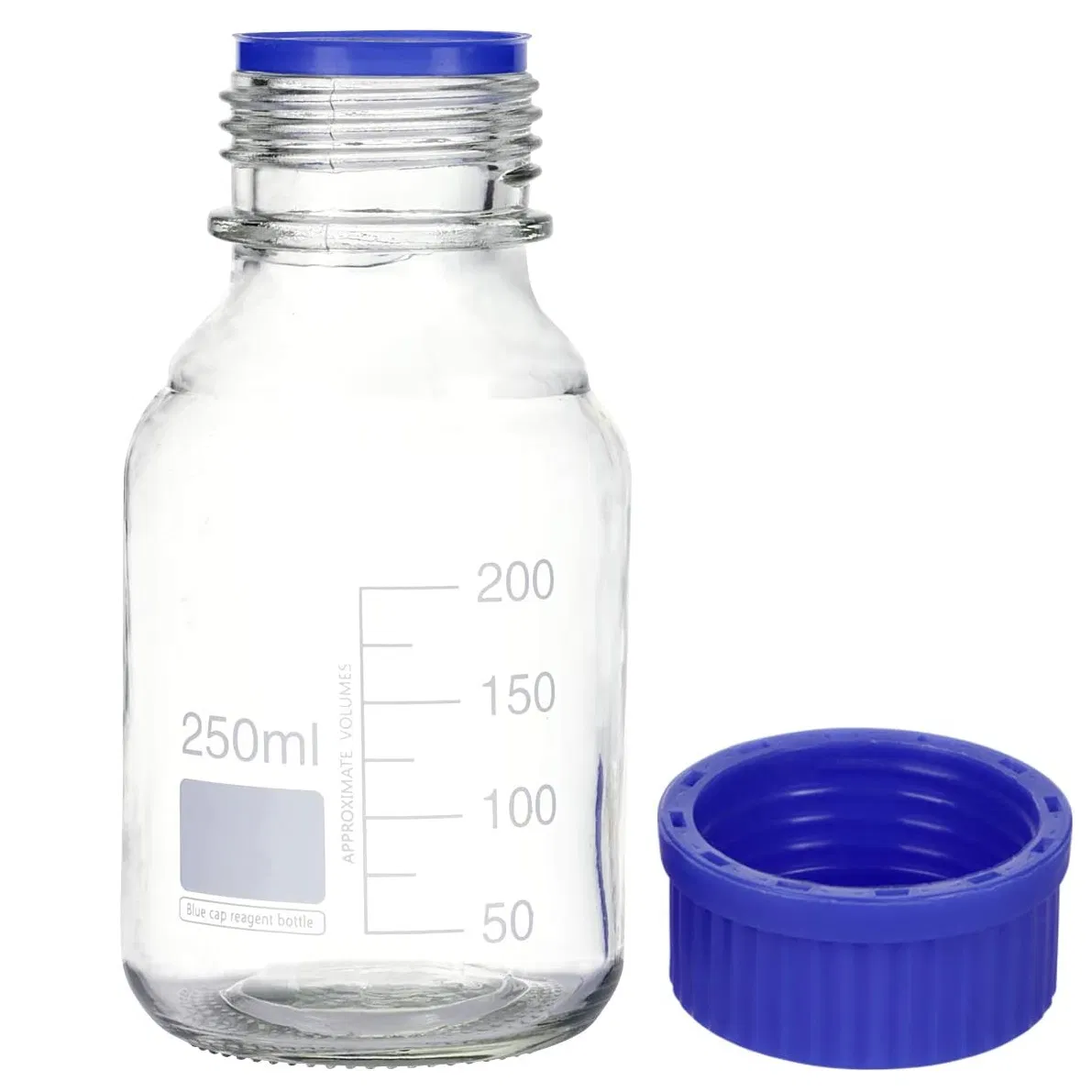 Glass Media Storage Reagent Bottle Graduation 100ml 250ml 500ml 1000ml Borosilicate Glass Reagent Bottle with Blue Cap