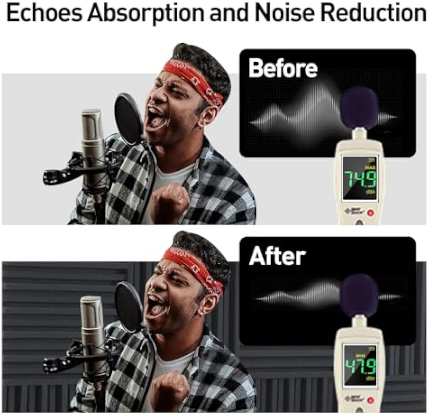 Sound Proof Foam Panels with Upgraded Multi Groove Design for Walls Decoration Quick Recovery Acoustic Panels