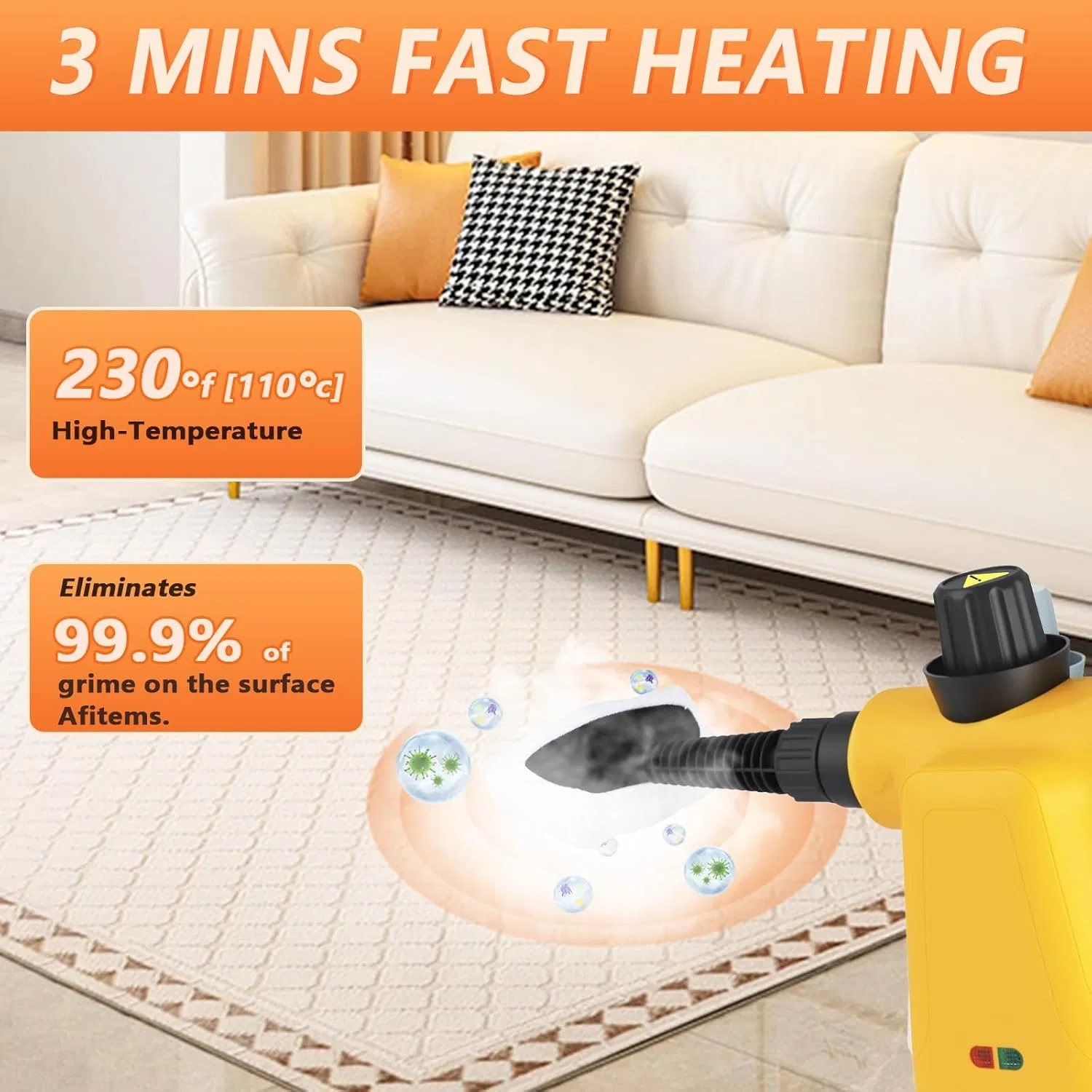 Portable High-Pressure Steam Cleaning Machine Sofa Vacuum Wet and Dry Handheld Upholstery Cord Steam Cleaner