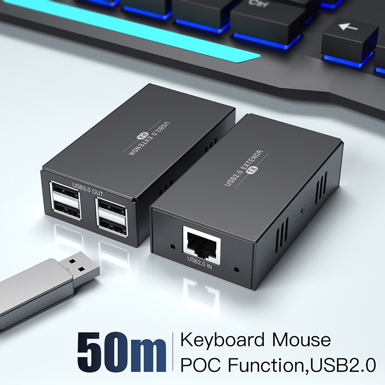 Удлинитель USB 2.0 и HDMI через CAT6, 50 м